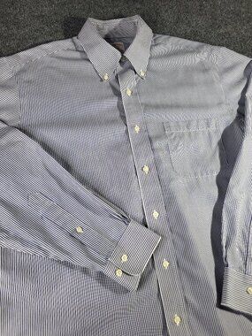 Brooks Brothers Mens Shirt 15.5 4/5 Cotton Blue Striped Button Down #346
